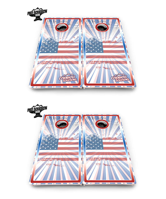 Patriotic Sunburst Cornhole Boards - Pro Solution Elite Series