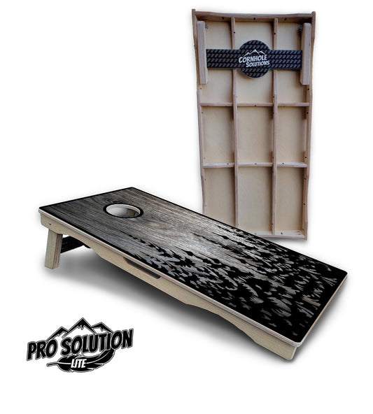Greyscale Pine Trees Cornhole Boards - Pro Solution Lite Series
