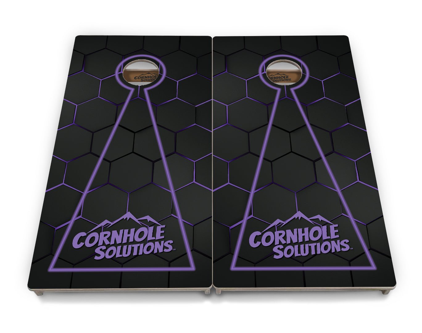 Glow Hole Black Backgound Cornhole Boards - Professional Tournament Series