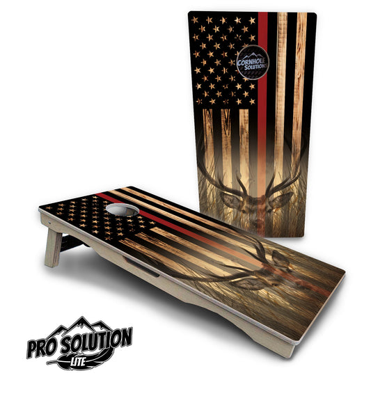 Red Line Deer & Fish Flag Cornhole Boards - Pro Solution Lite Series
