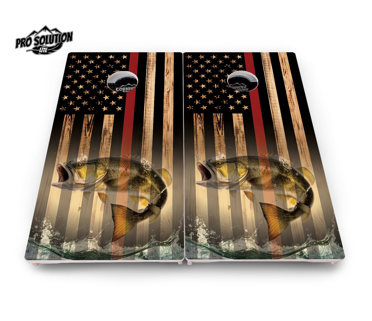 Red Line Deer & Fish Flag Cornhole Boards - Pro Solution Elite Series