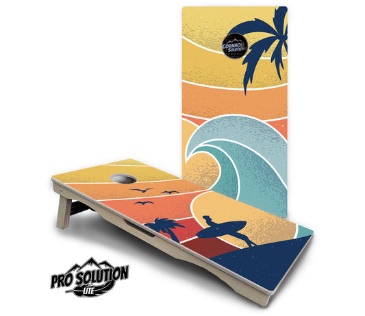 Retro Beach Cornhole Boards - Pro Solution Lite Series