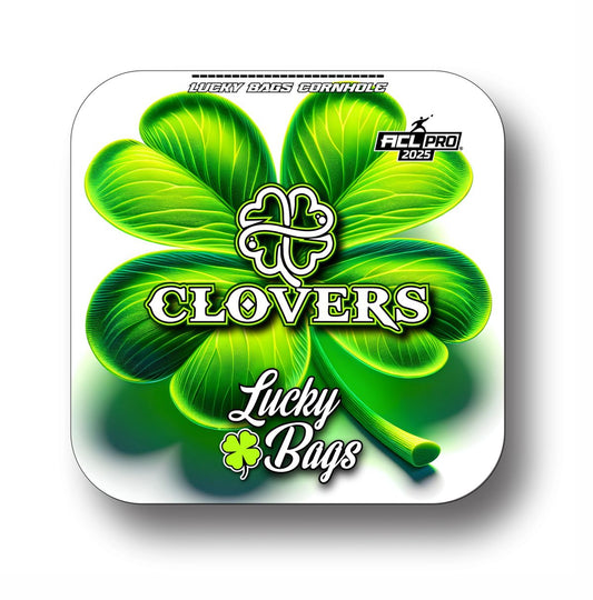 Lucky Bags Cornhole Clover - White Neon