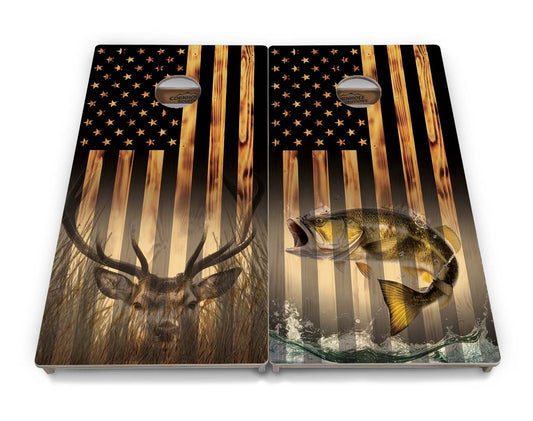Hidden Deer / Fish Cornhole Boards - Professional Tournament Series - Free Shipping!
