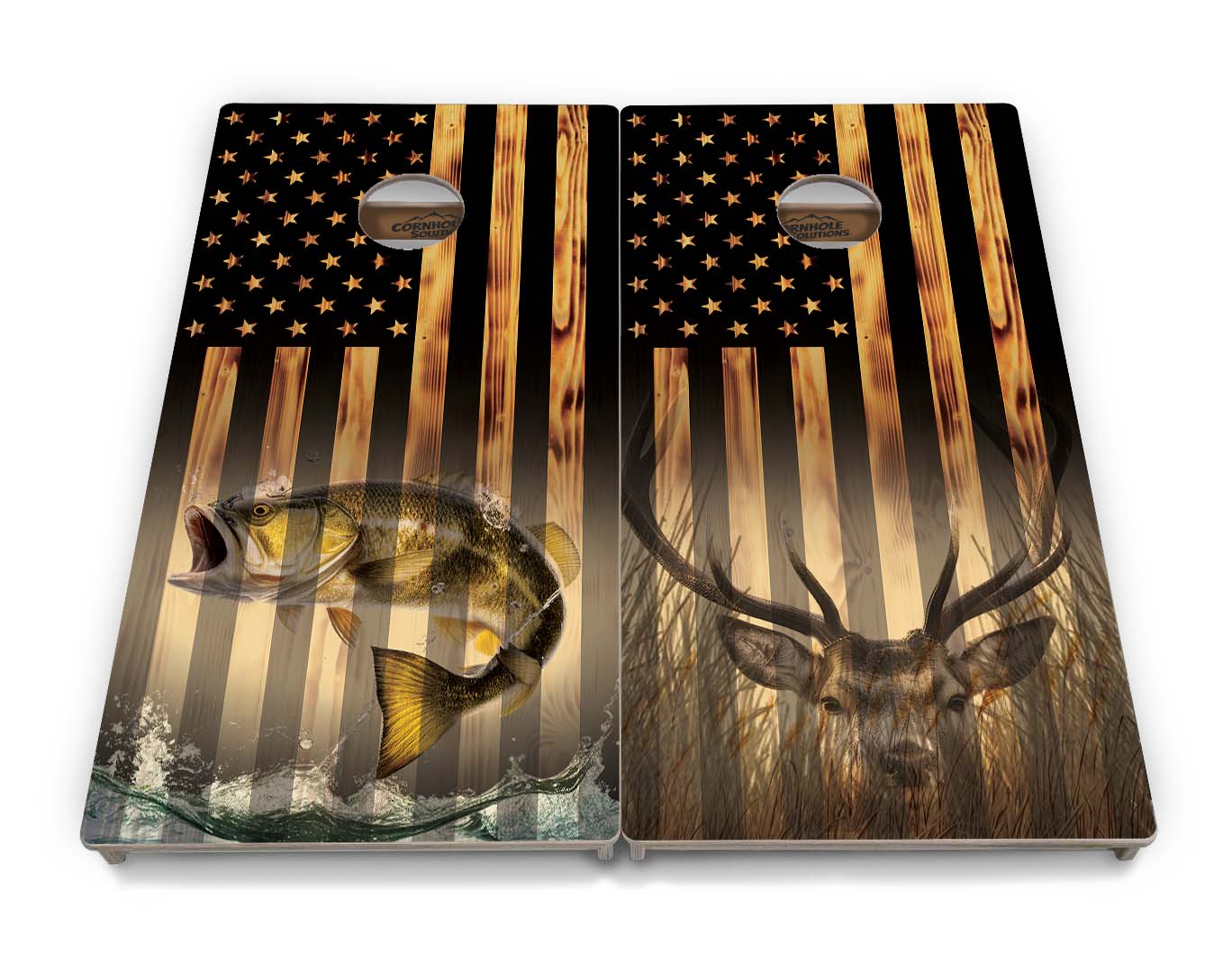 Hidden Deer / Fish Cornhole Boards - Professional Tournament Series - Free Shipping!
