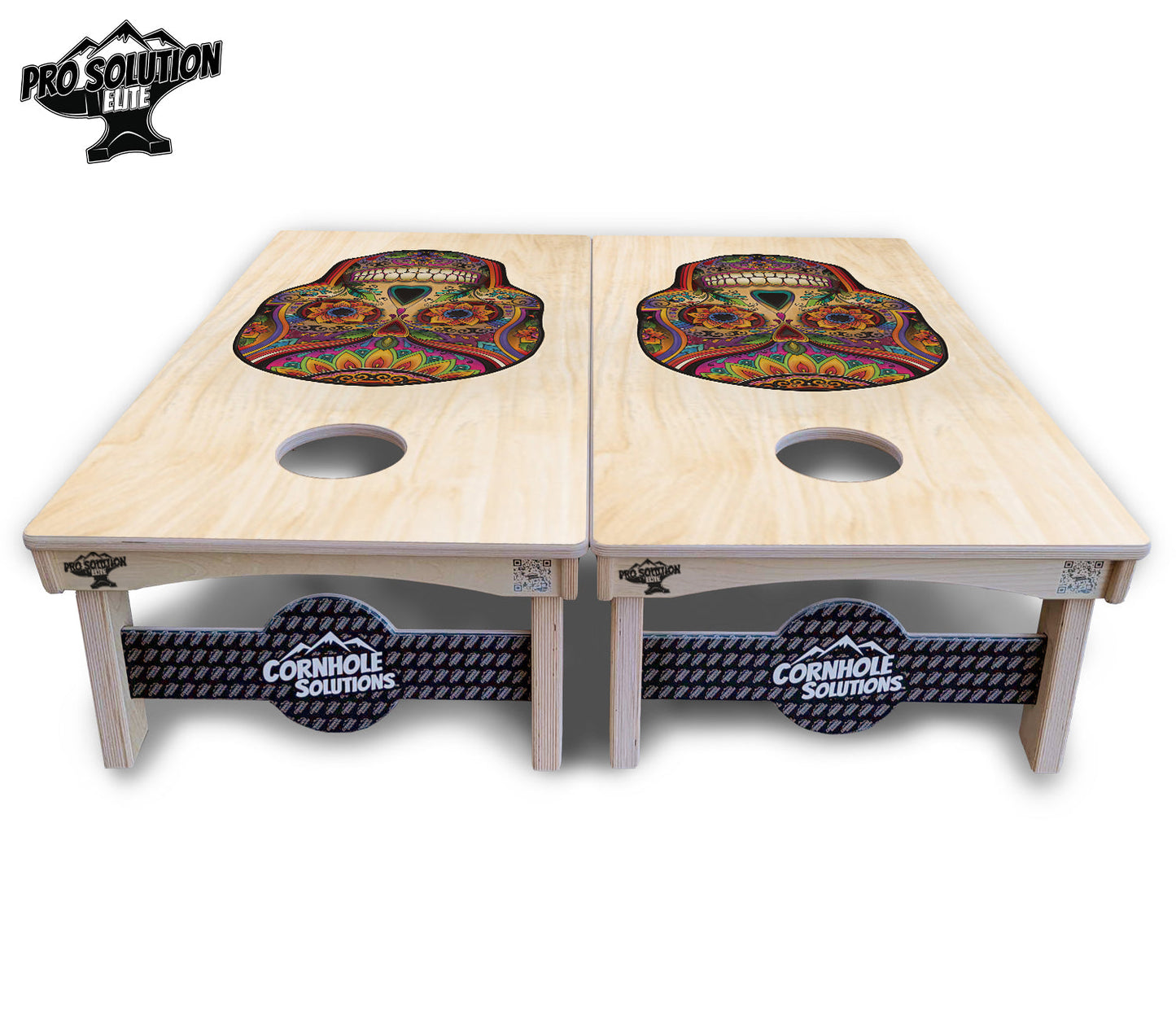 Sugar Skull Cornhole Boards - Pro Solution Elite Series - Natural