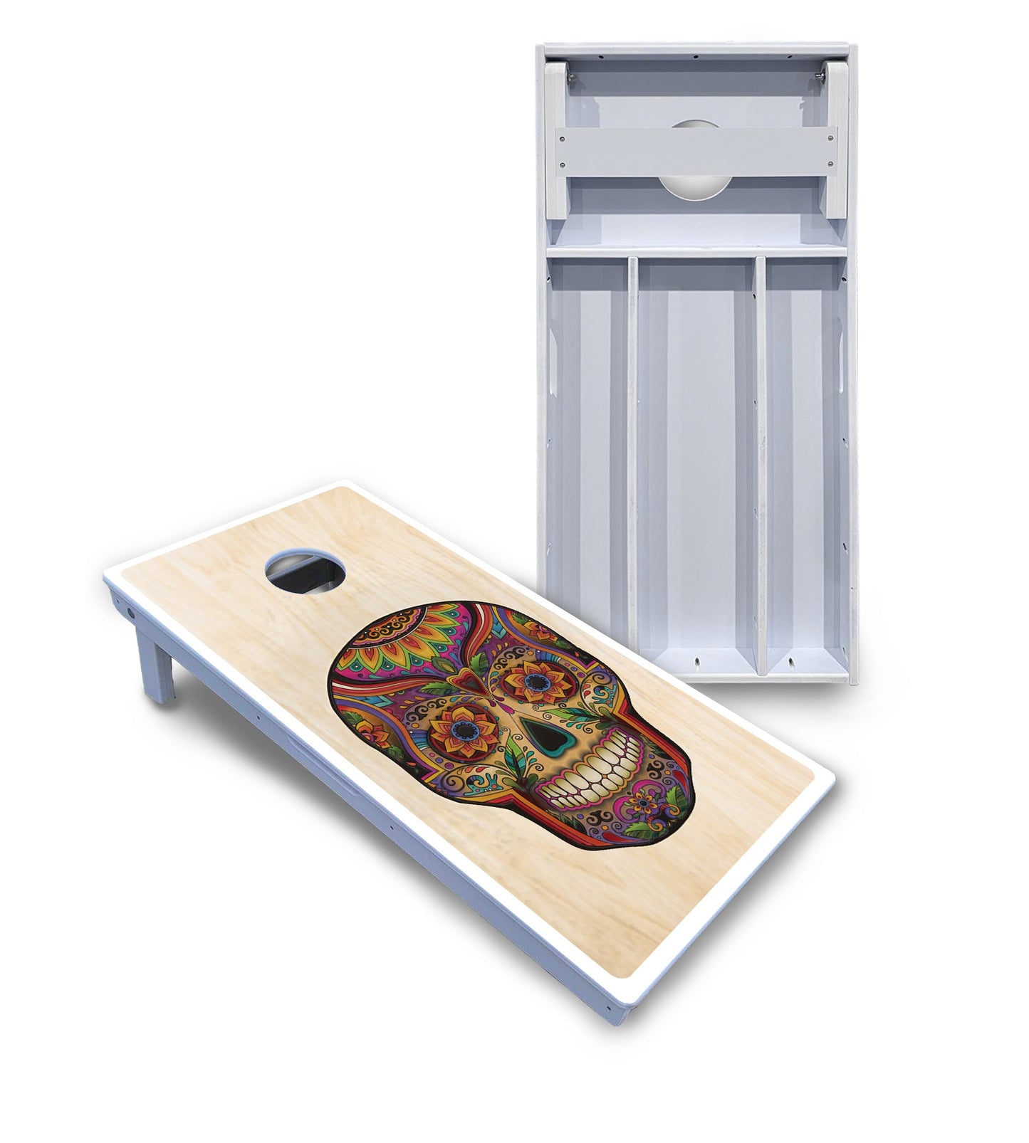 Sugar Skull Cornhole Boards - All Weather Series - Natural
