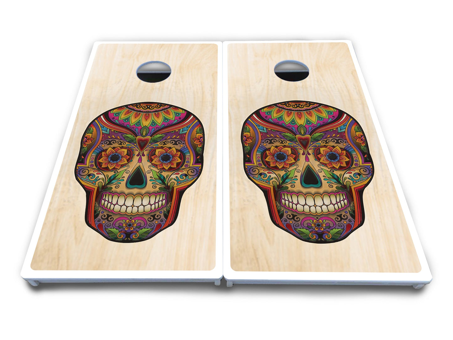 Sugar Skull Cornhole Boards - All Weather Series - Natural