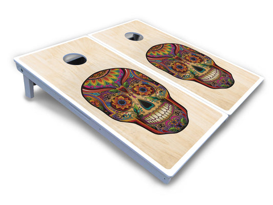 Sugar Skull Cornhole Boards - All Weather Series - Natural