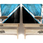 Quick Ship Cornhole Boards - Blue Triangle Design