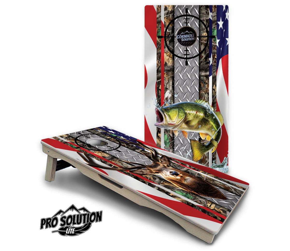 Scope Deer & Fish Flag Cornhole Boards – Pro Lite or Pro Elite