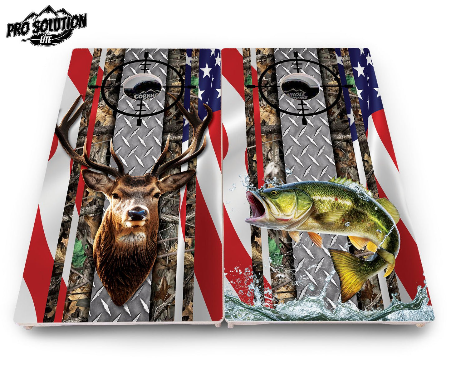 Scope Deer & Fish Flag Cornhole Boards – Pro Lite or Pro Elite