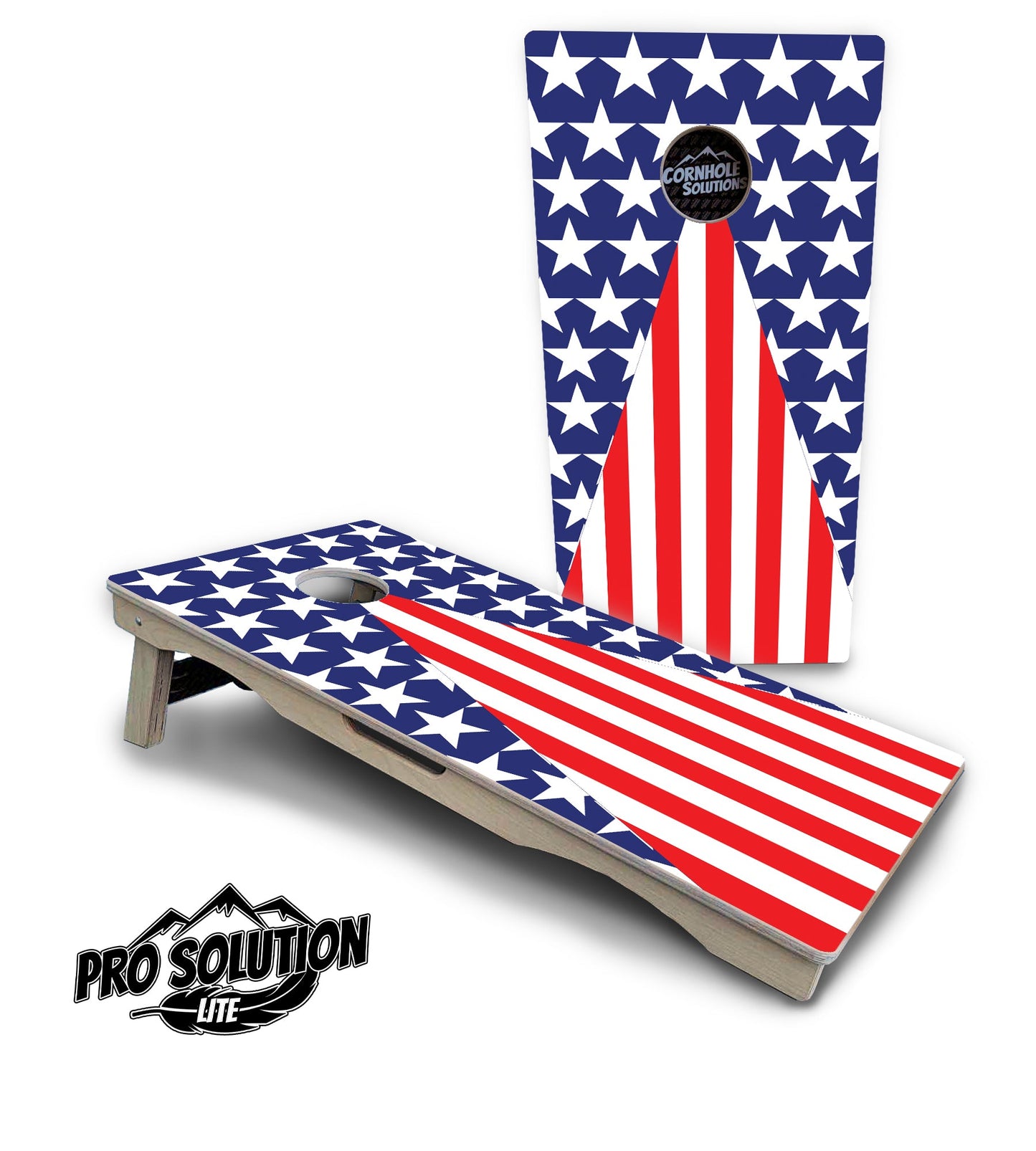 Stars & Stripes Triangle Cornhole Boards - Pro Solution Lite Series