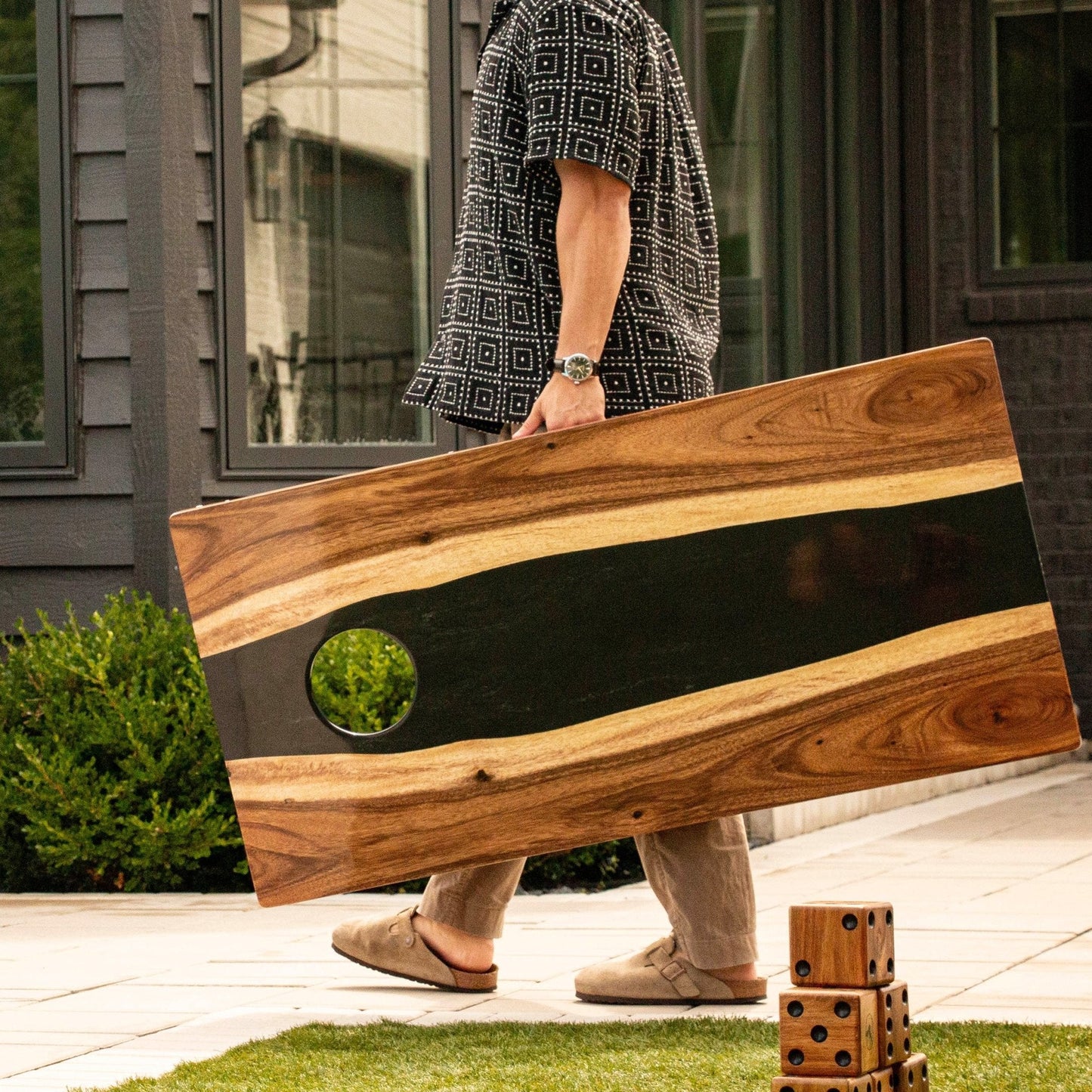 Studio Series Live Edge Resin 2x4 Cornhole Boards | River Collection