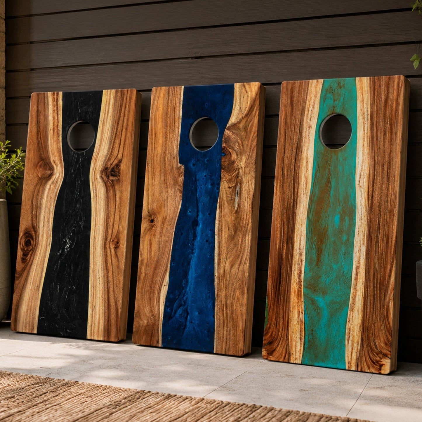 Studio Series Live Edge Resin 2x4 Cornhole Boards | River Collection