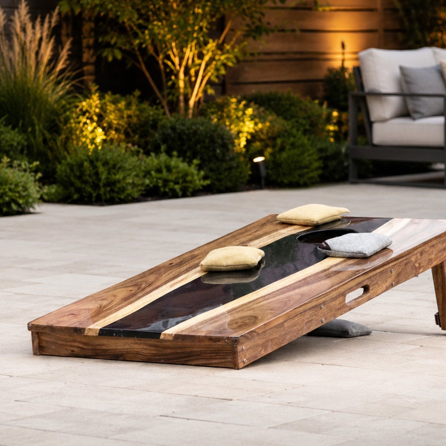 Studio Series Live Edge Resin 2x4 Cornhole Boards | River Collection