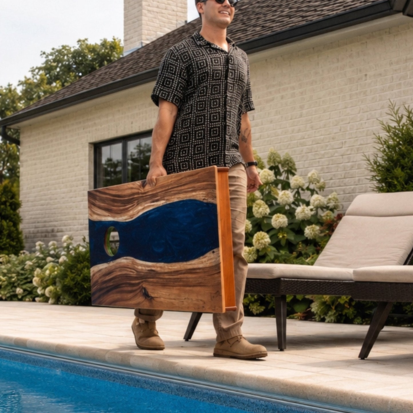 Studio Series Live Edge Resin 2x4 Cornhole Boards | River Collection