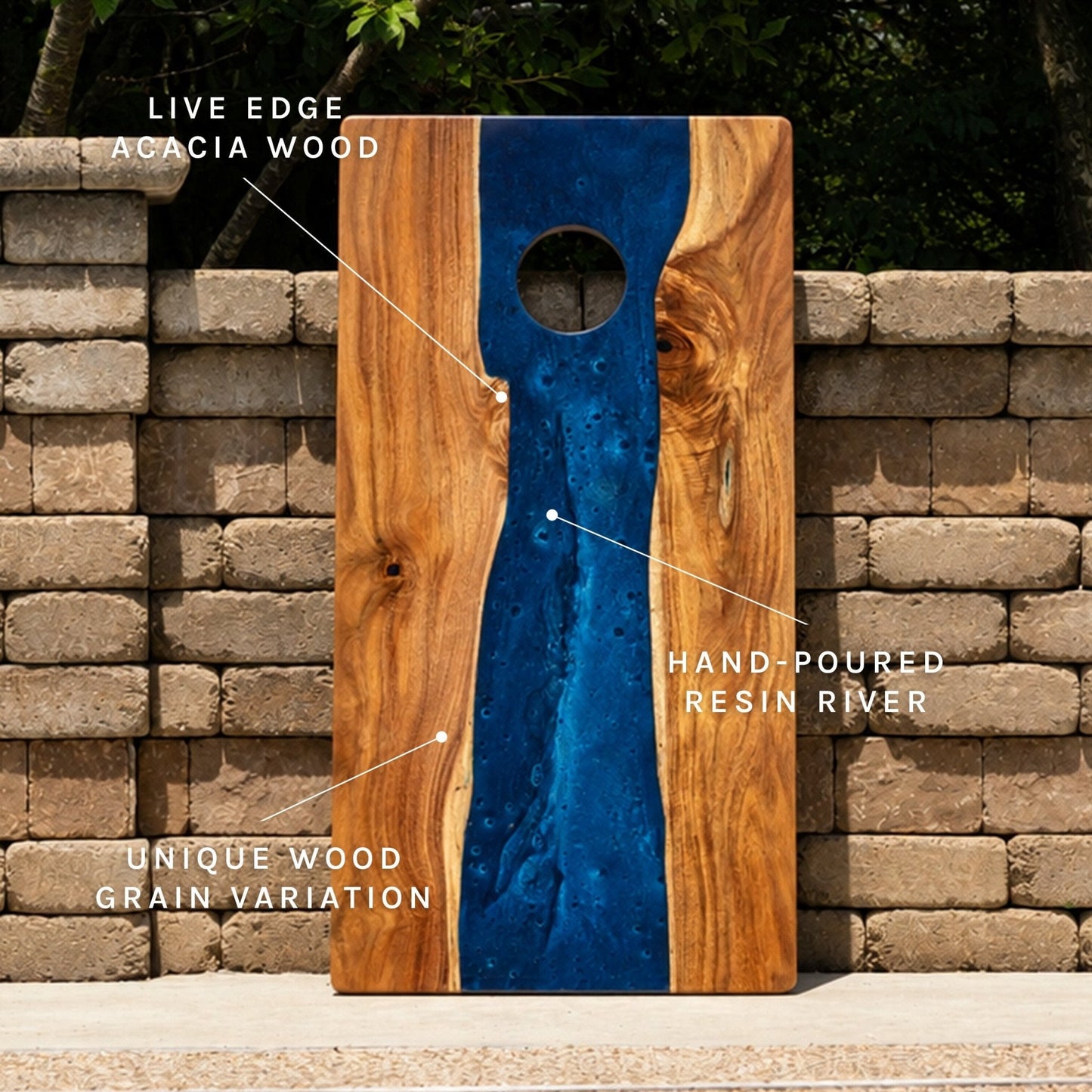 Studio Series Live Edge Resin 2x4 Cornhole Boards | River Collection