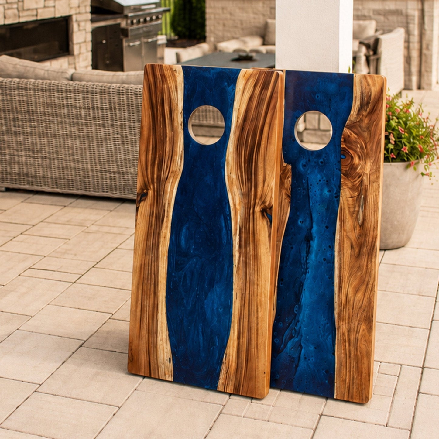 Studio Series Live Edge Resin 2x4 Cornhole Boards | River Collection