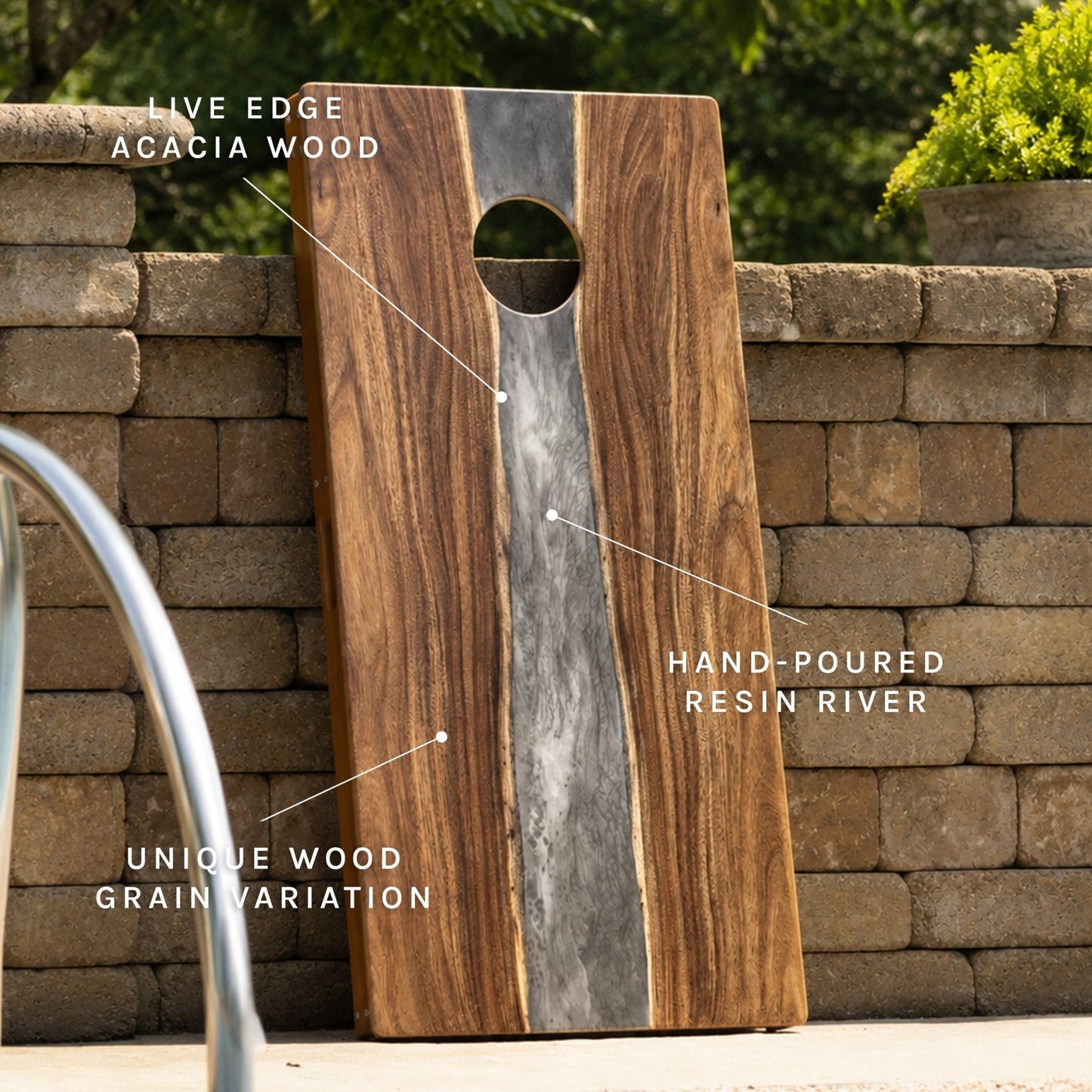 Studio Series Live Edge Resin 2x4 Cornhole Boards | River Collection