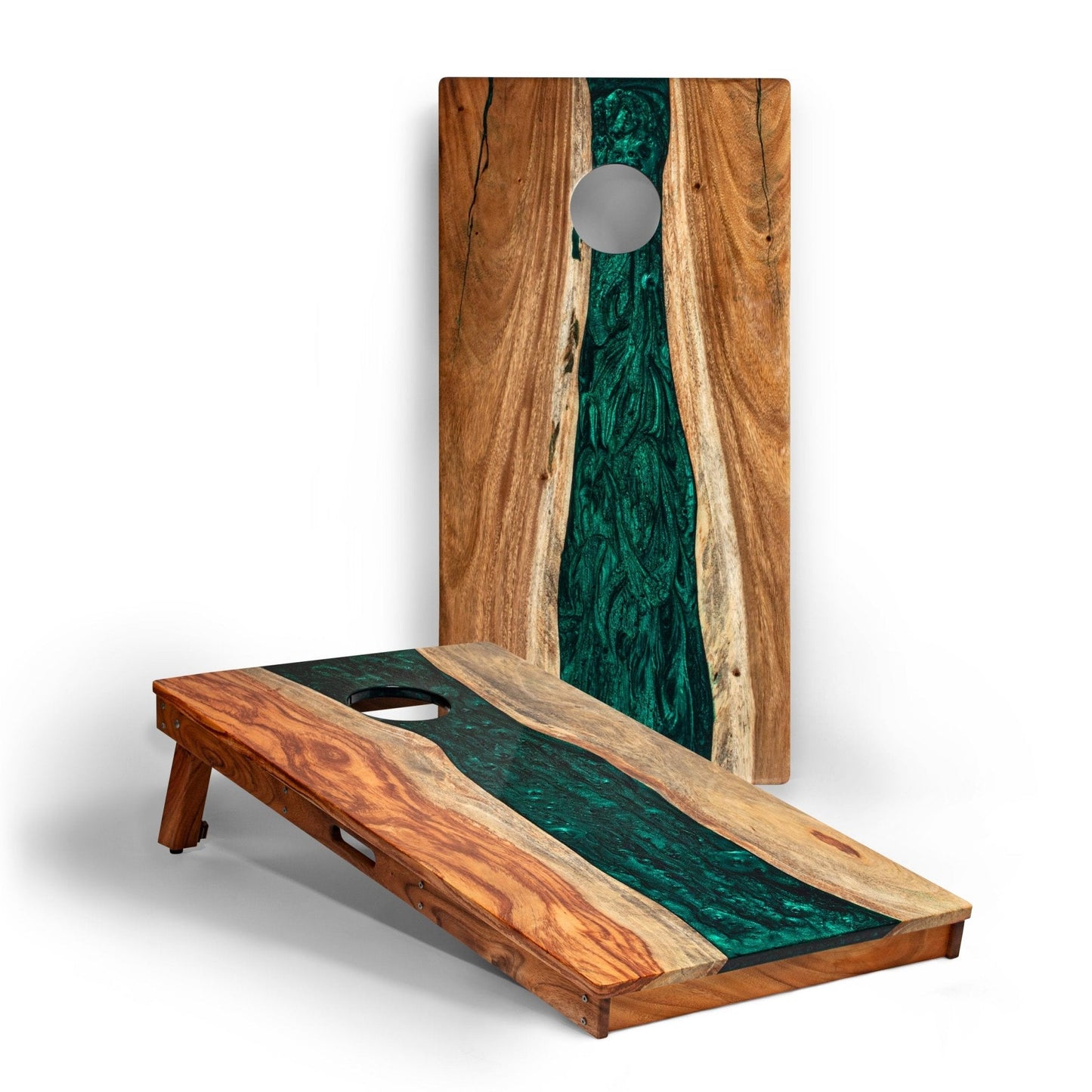Studio Series Live Edge Resin 2x4 Cornhole Boards | River Collection