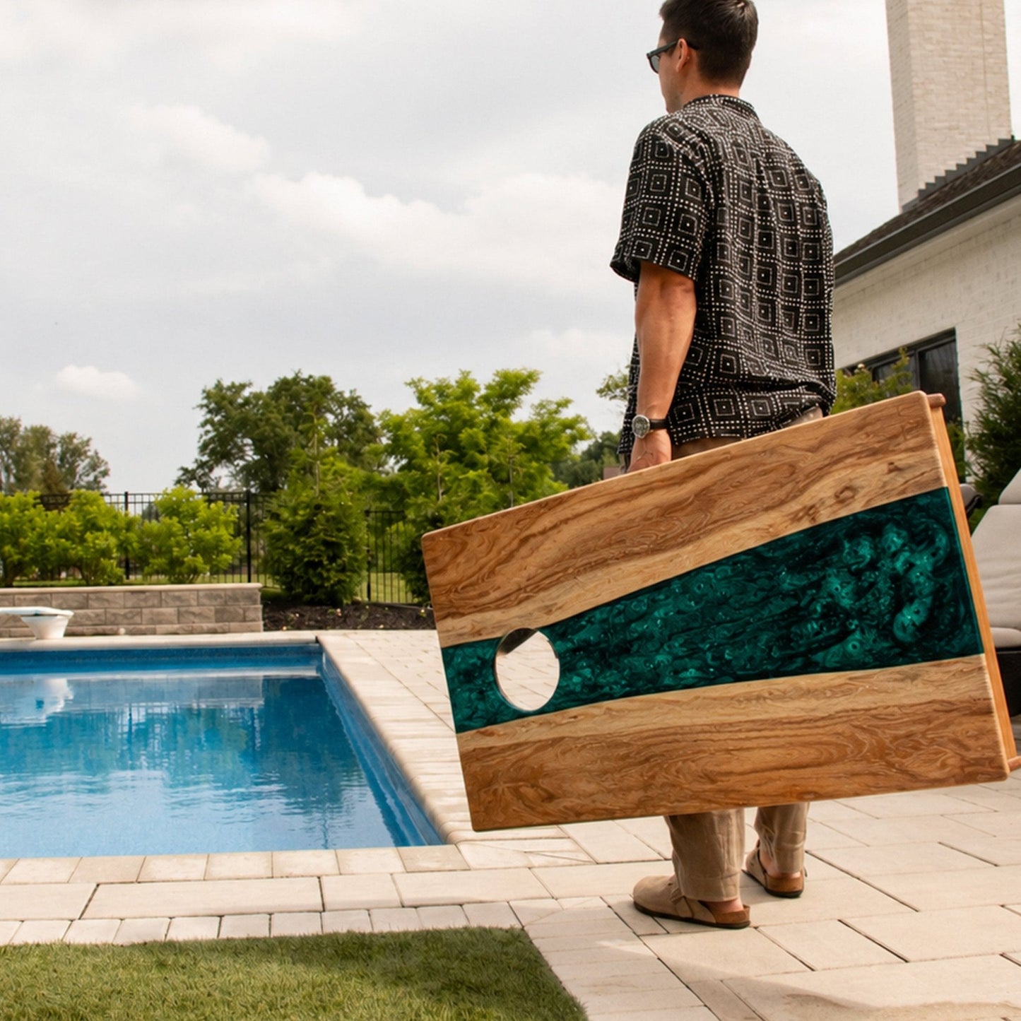 Studio Series Live Edge Resin 2x4 Cornhole Boards | River Collection