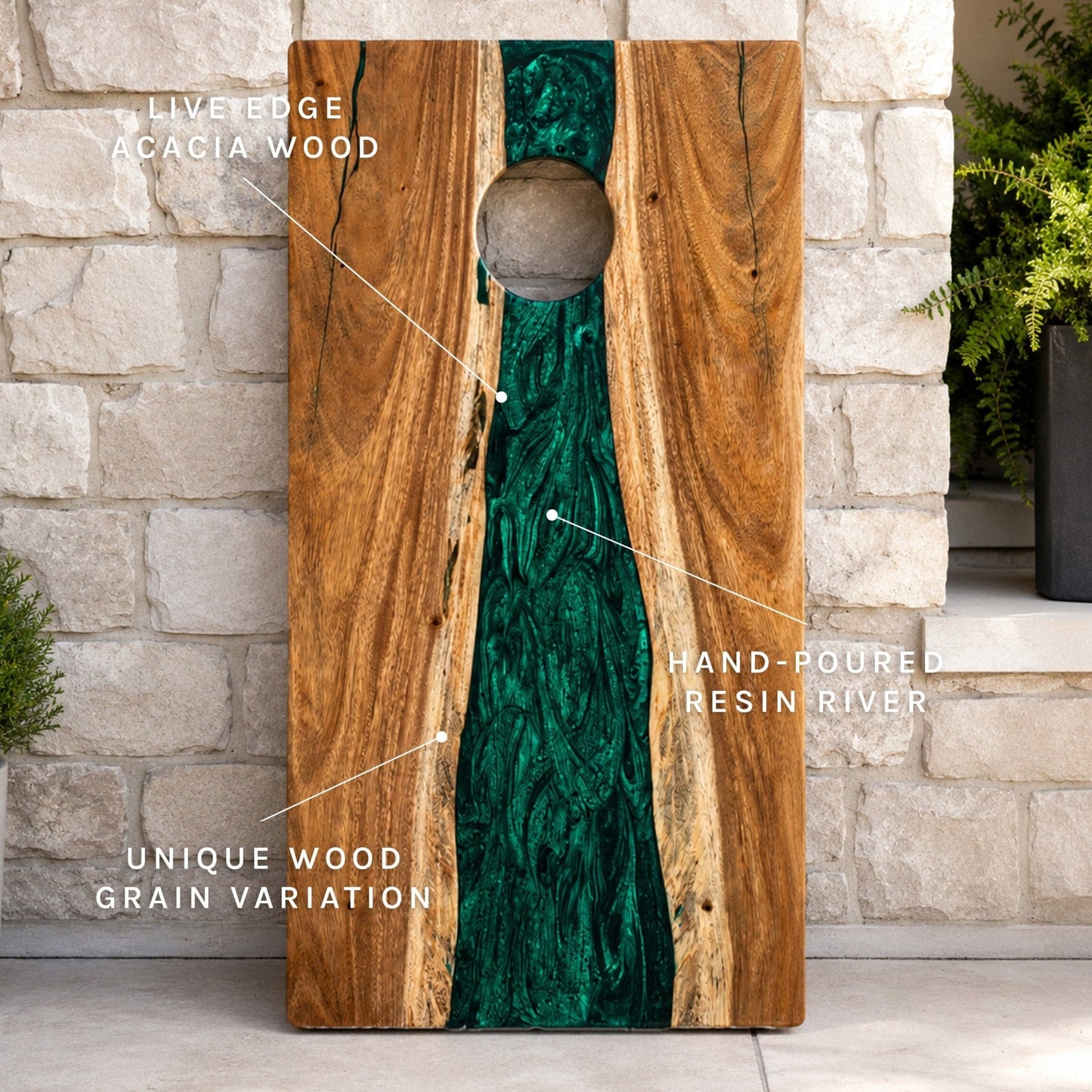 Studio Series Live Edge Resin 2x4 Cornhole Boards | River Collection