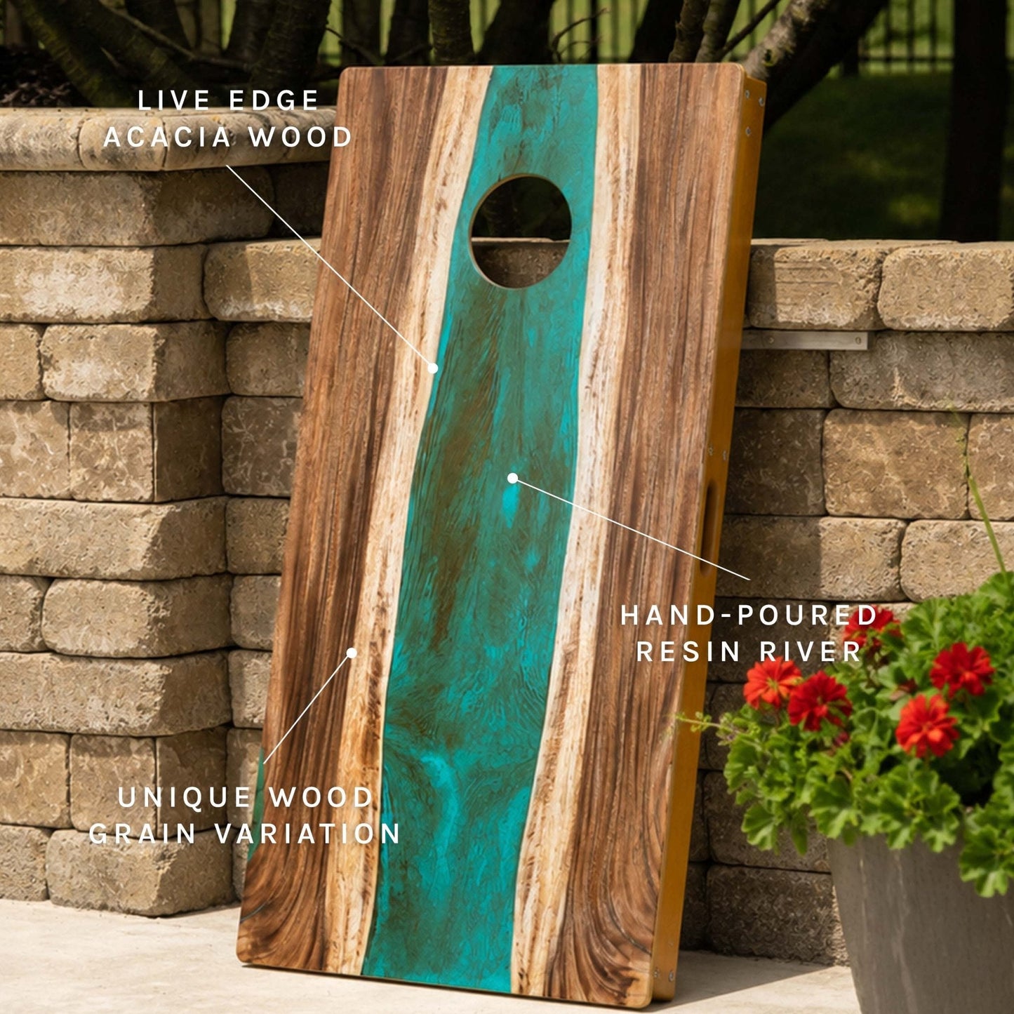 Studio Series Live Edge Resin 2x4 Cornhole Boards | River Collection