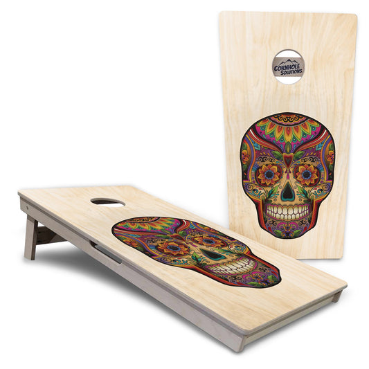 Sugar Skull Cornhole Boards - Professional Tournament Series - Natural