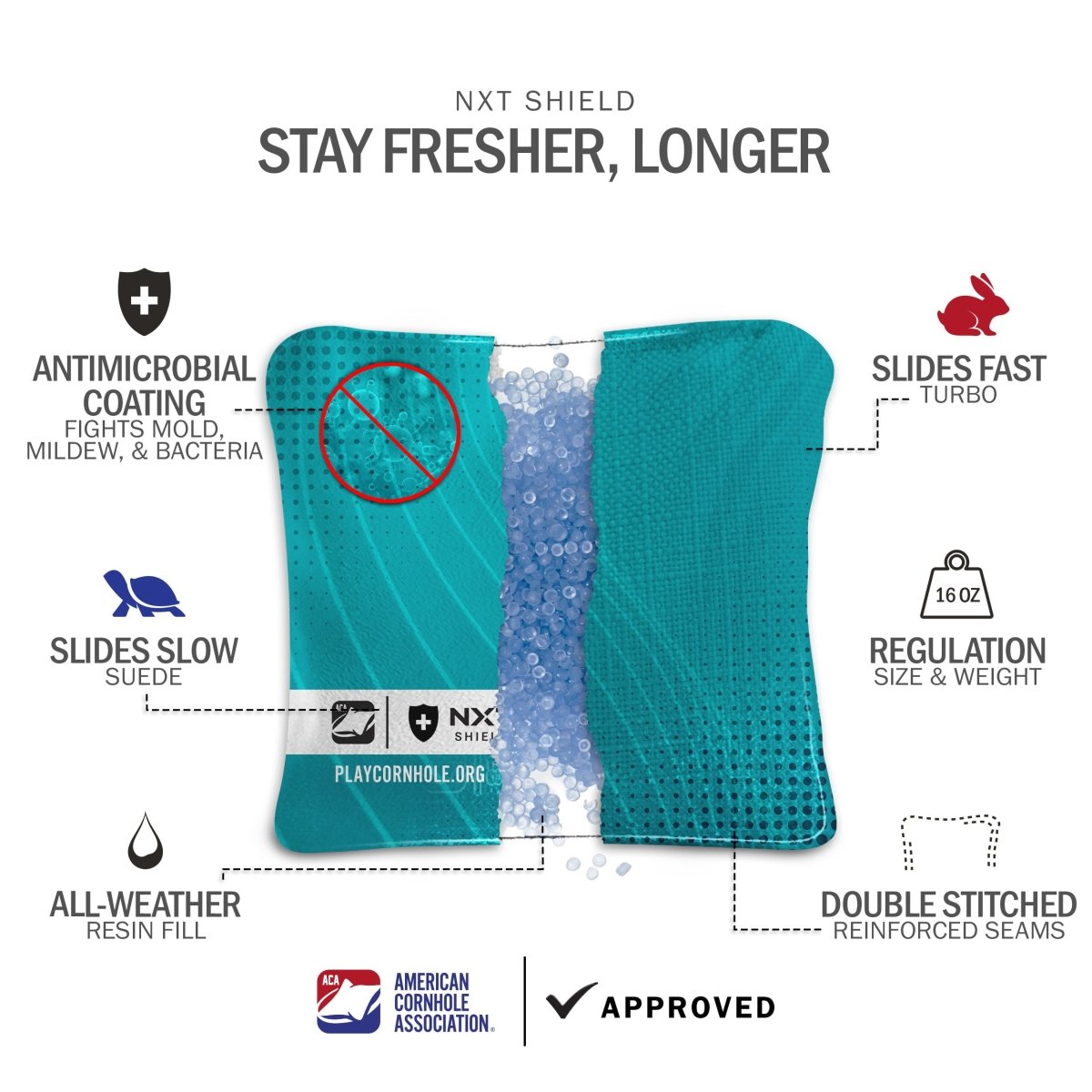 Teal NXT Shield Cornhole Bags