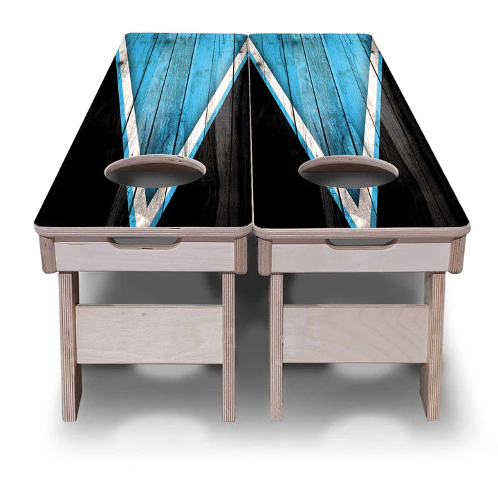 Cornhole Training Boards - Sky Blue and Black