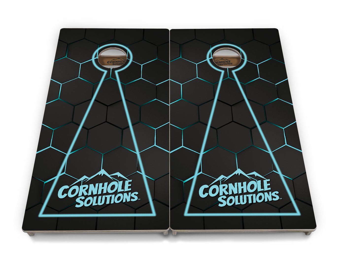 Glow Hole Black Backgound Cornhole Boards - Professional Tournament Series