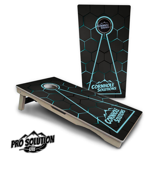 Glow Hole Black Cornhole Boards - Pro Solution Lite Series