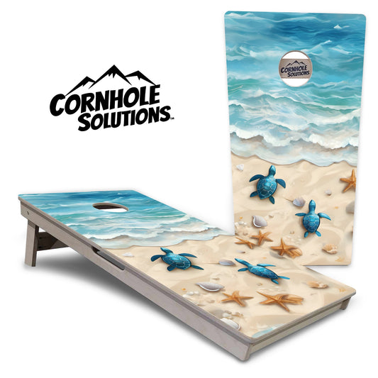 Sea Turtle Beach Scene Cornhole Boards - Professional Tournament Series