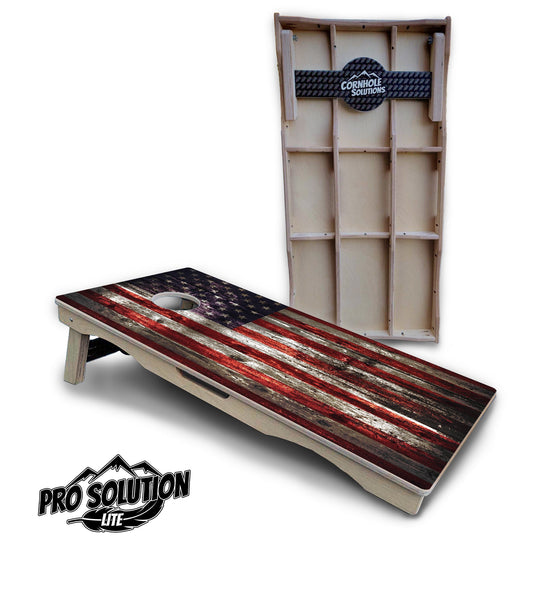Distressed Flag Cornhole Boards - Pro Solution Lite Series