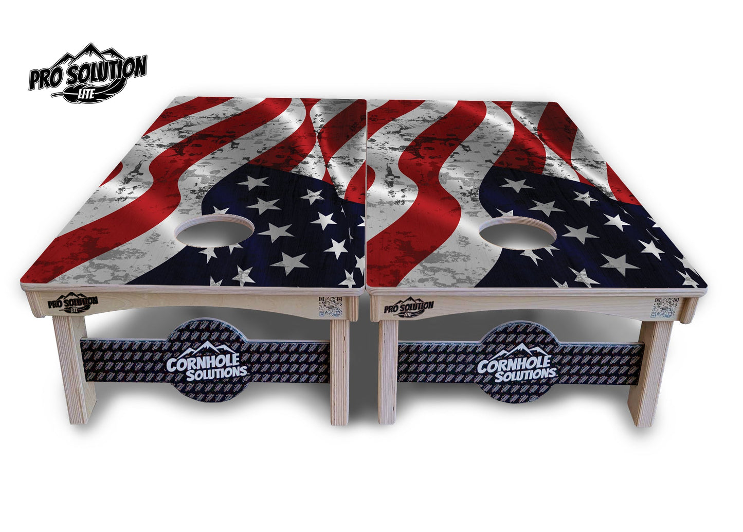 Wavy Distressed Flag Cornhole Boards - Pro Solution Lite Series
