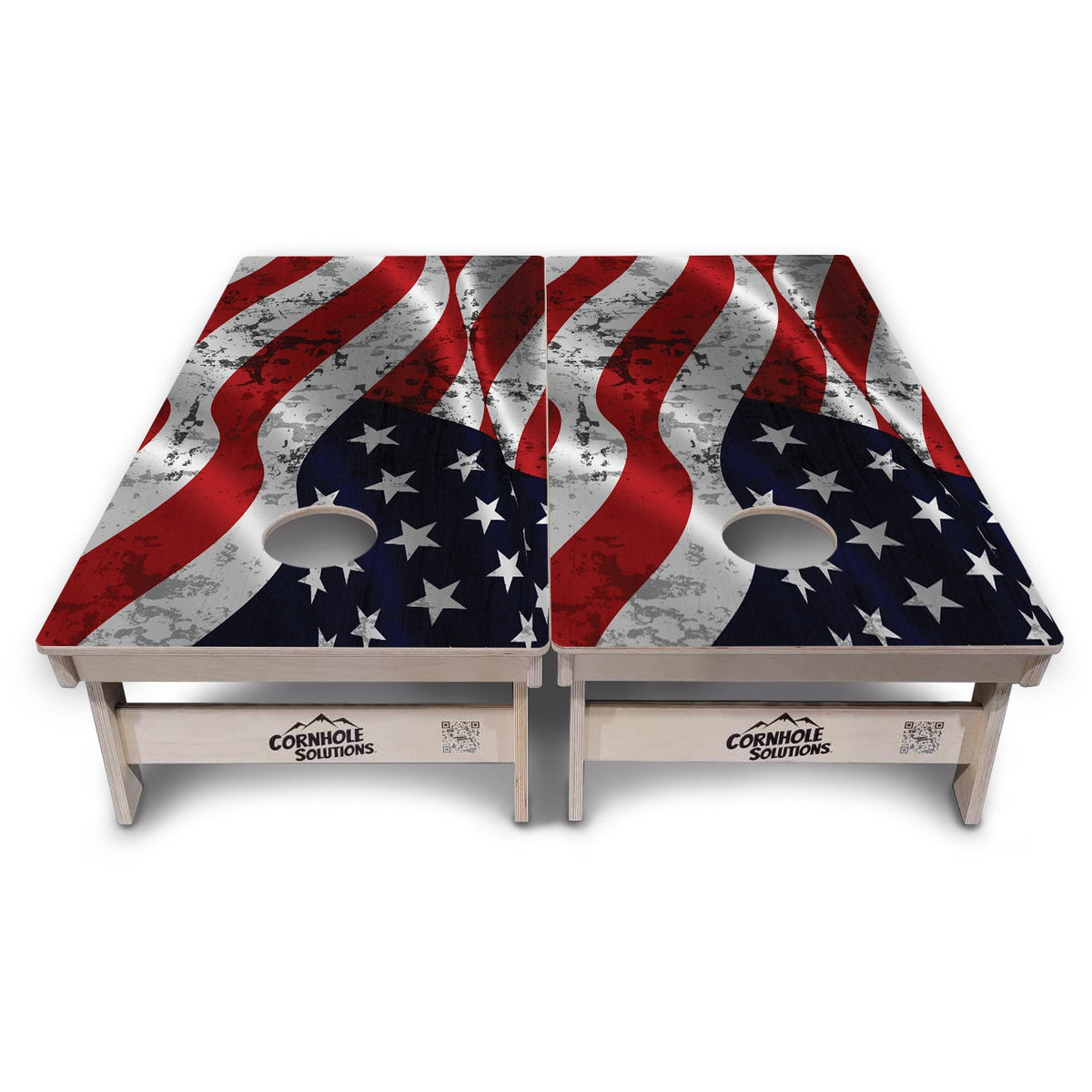 Wavy Distressed Flag Cornhole Boards – Tournament Series
