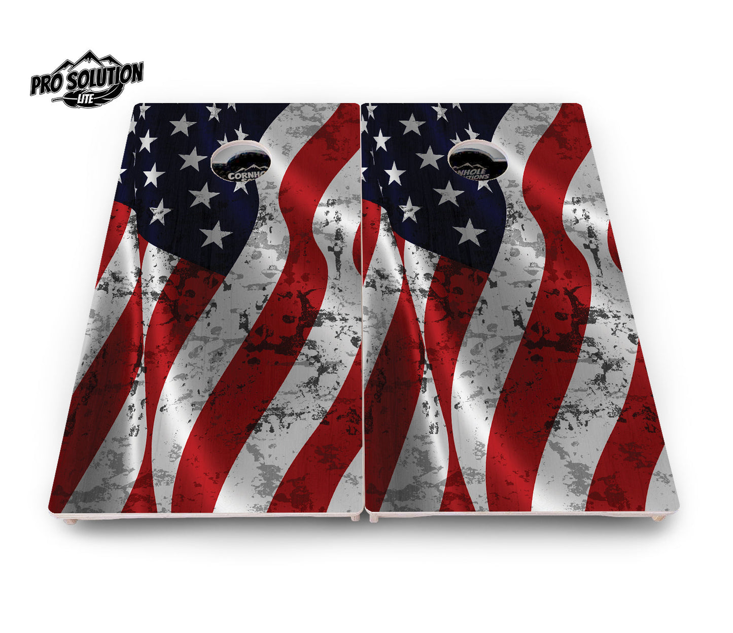 Wavy Distressed Flag Cornhole Boards - Pro Solution Lite Series