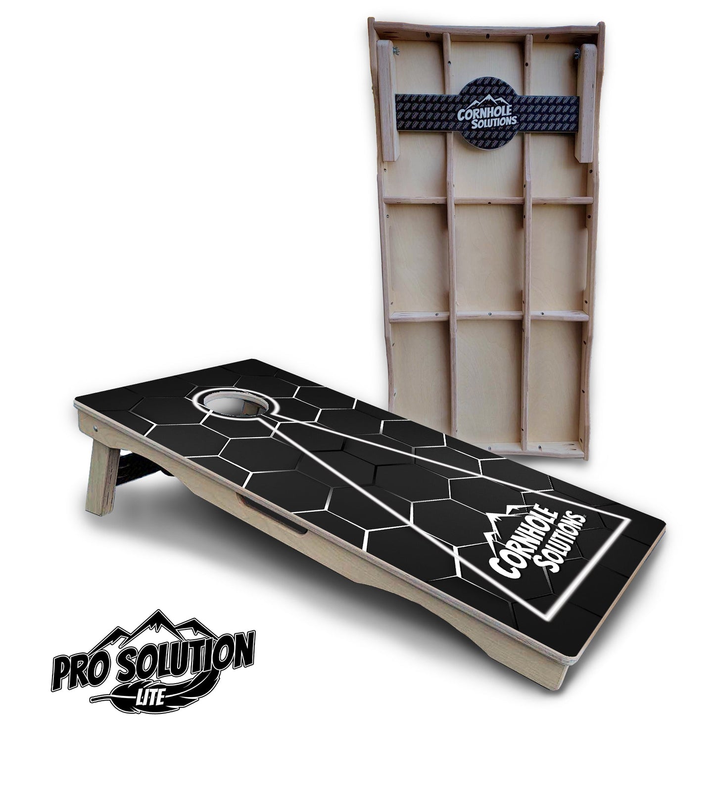 Glow Hole Black Cornhole Boards - Pro Solution Lite Series