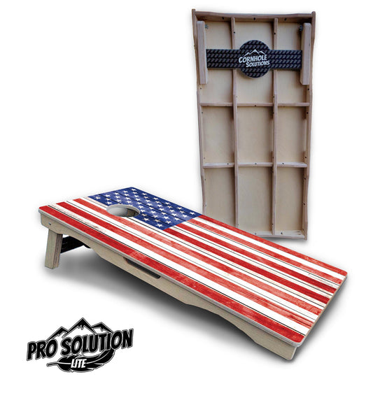 Whitewashed Flag Cornhole Boards - Pro Solution Lite Series