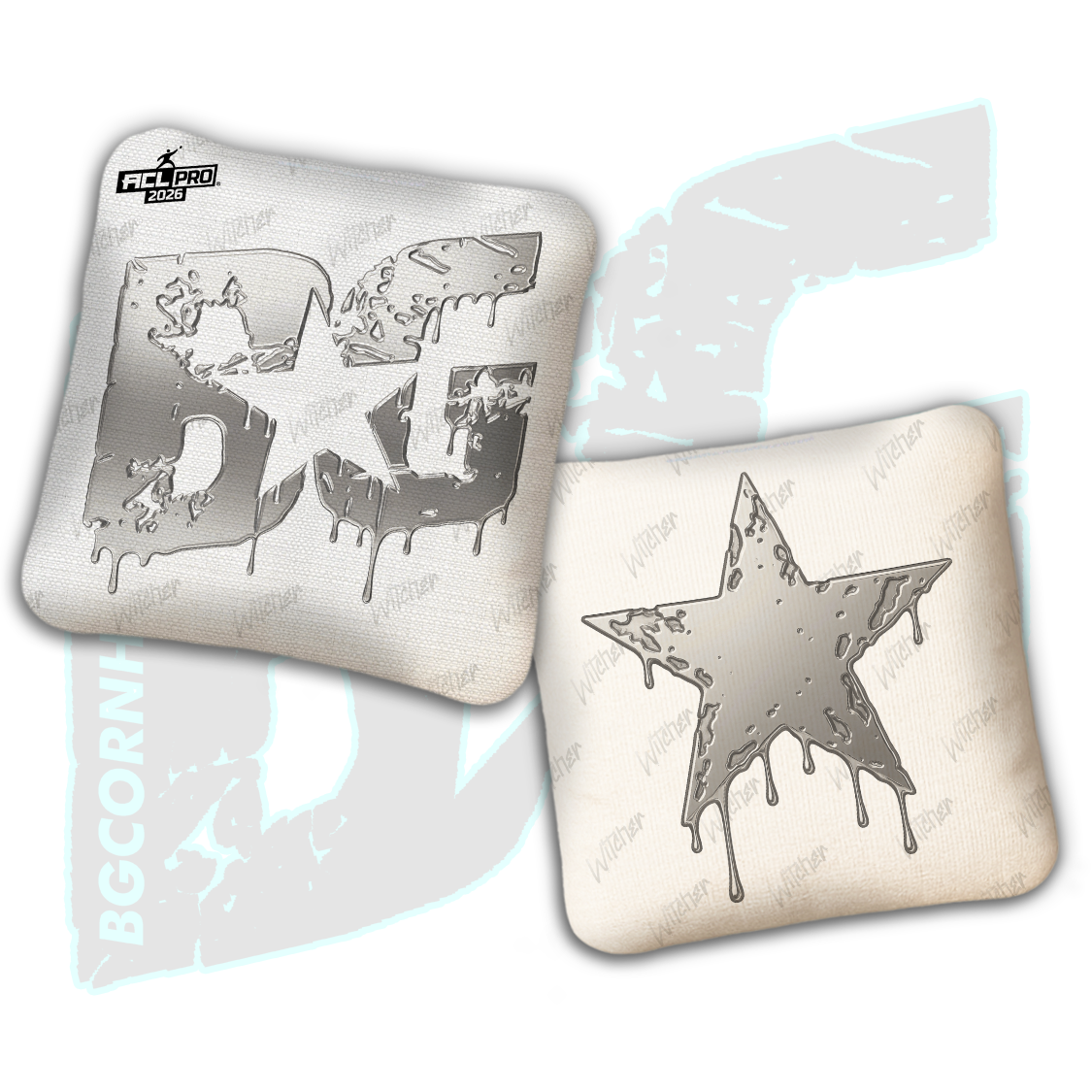 2026 BG Multiple Bag Models "White Liquid Gold" - ACL Pro Stamped Cornhole Bags - SET OF 4 BAGS