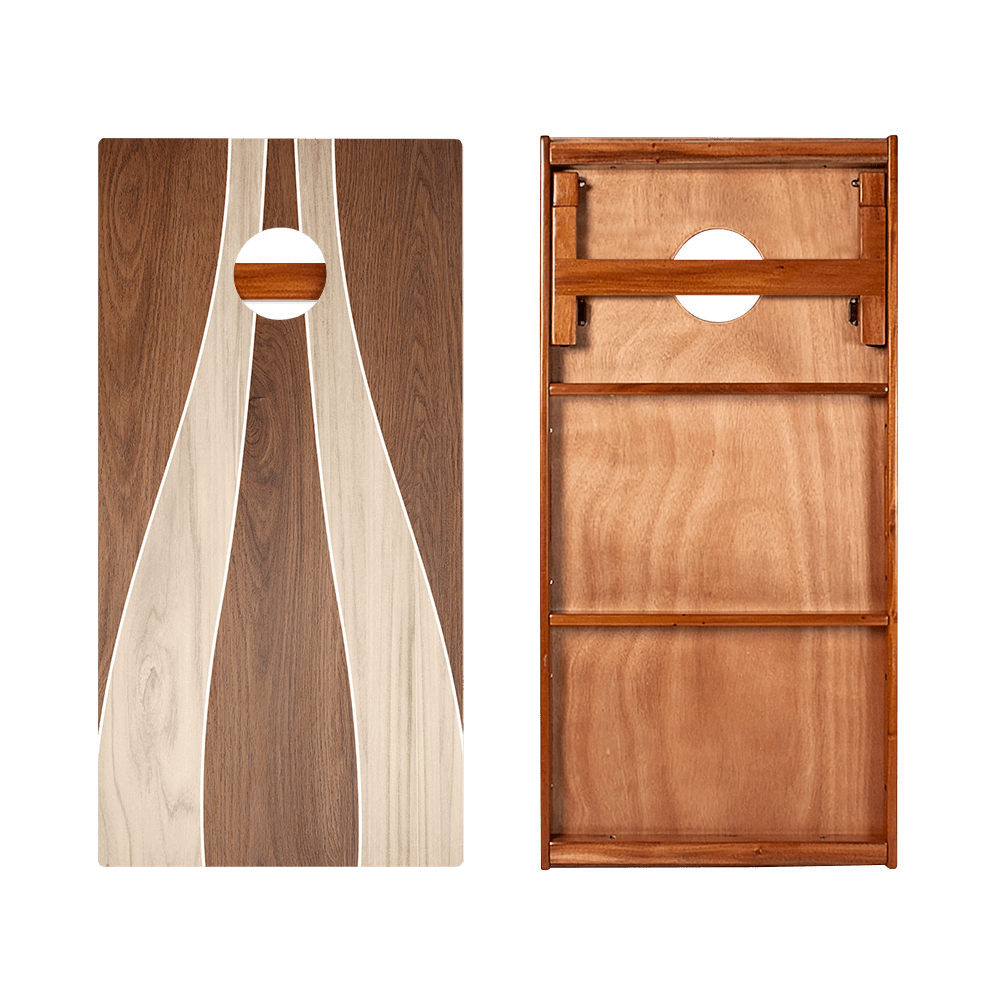 Wood Curvy Triangle Silver Series Cornhole Boards