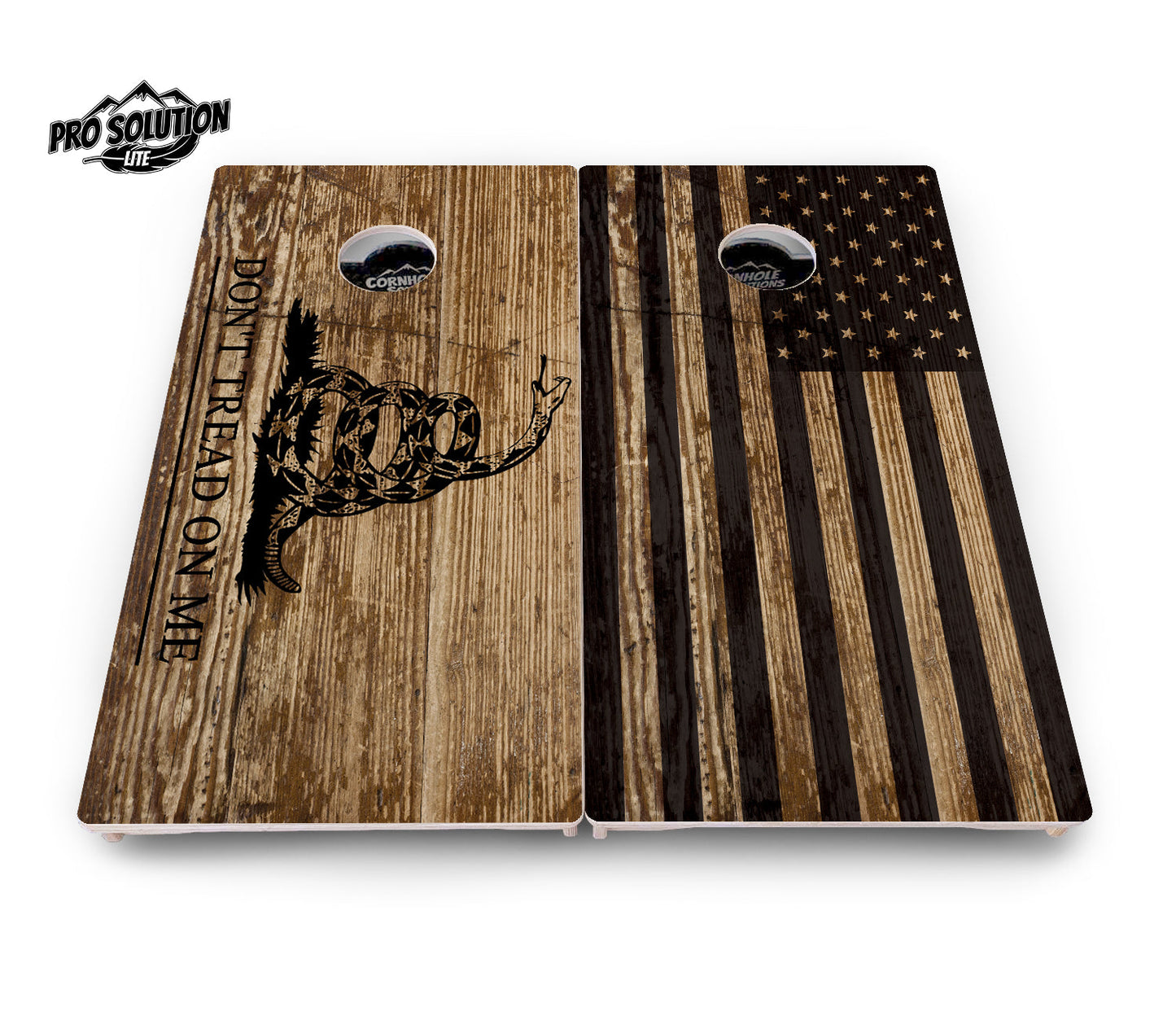 Wood Flag & DTOM Cornhole Boards - Pro Solution Lite Series