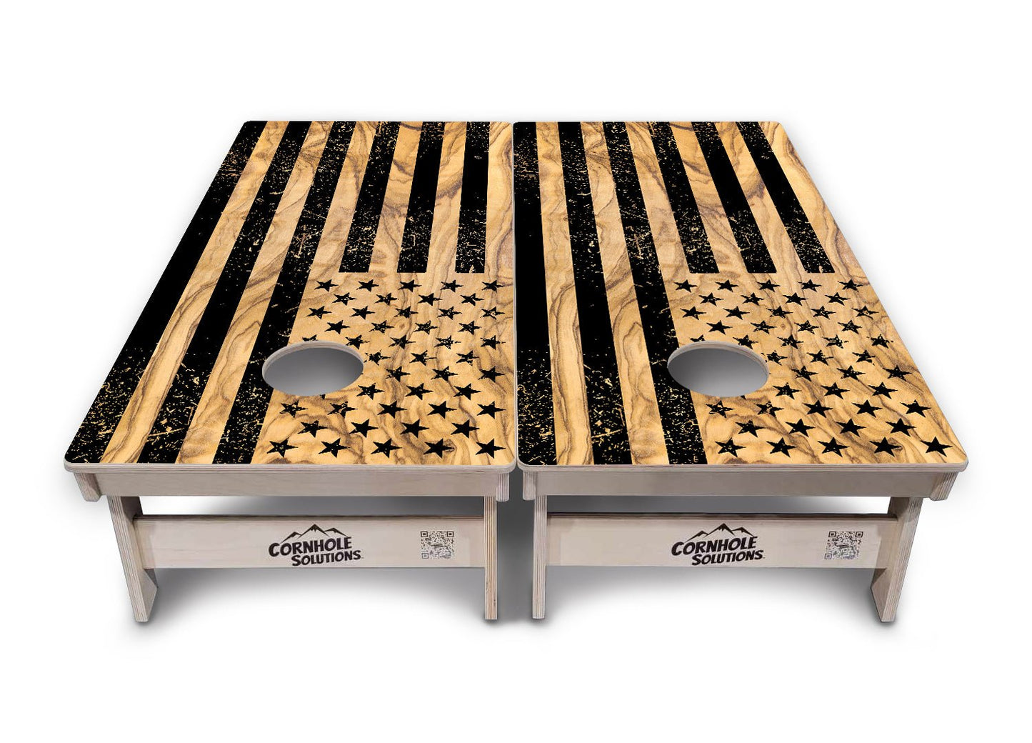 Light Wood Flag Cornhole Boards - Tournament Series
