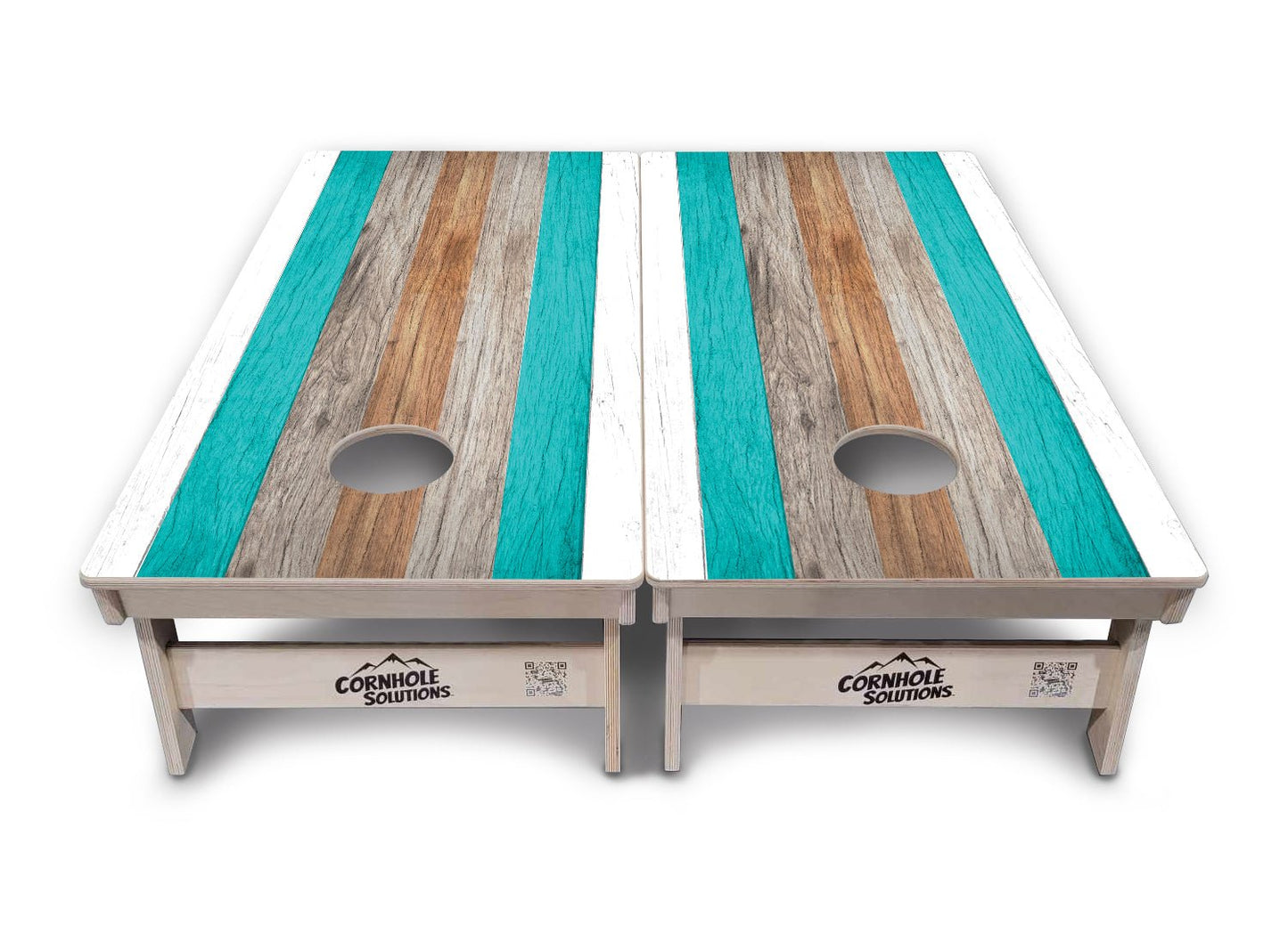 Beach Theme Stripe Cornhole Boards - Professional Tournament Series