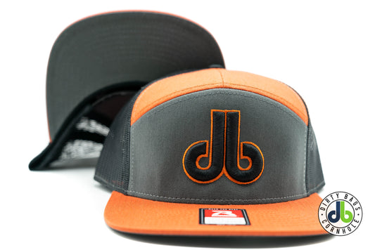 Orange 7 Panel DB hat