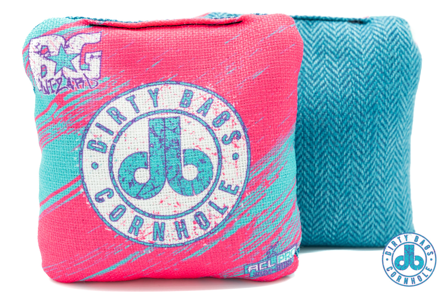 BG Cornhole Wizard dirty bags Grunge edition turquoise and pink