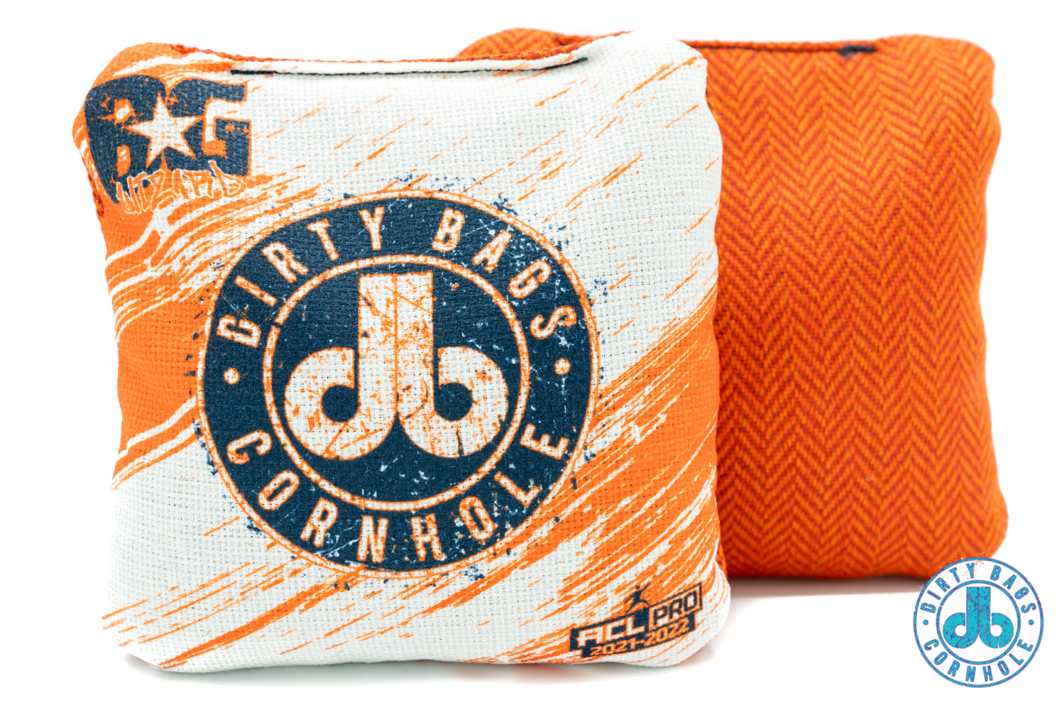 BG Cornhole Wizard dirty bags Grunge edition orange and white