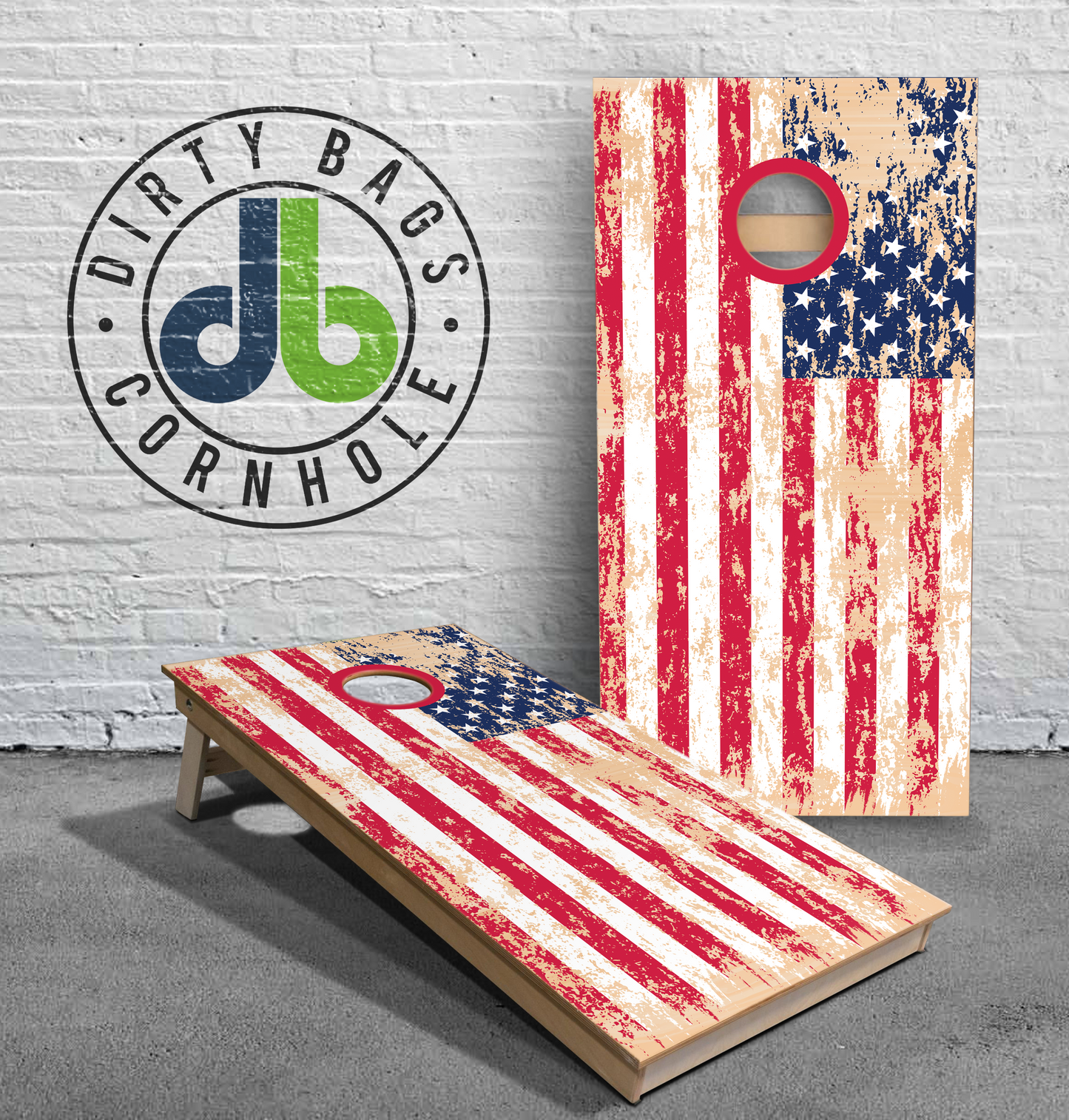 Professional Cornhole Boards - Distressed USA Flag
