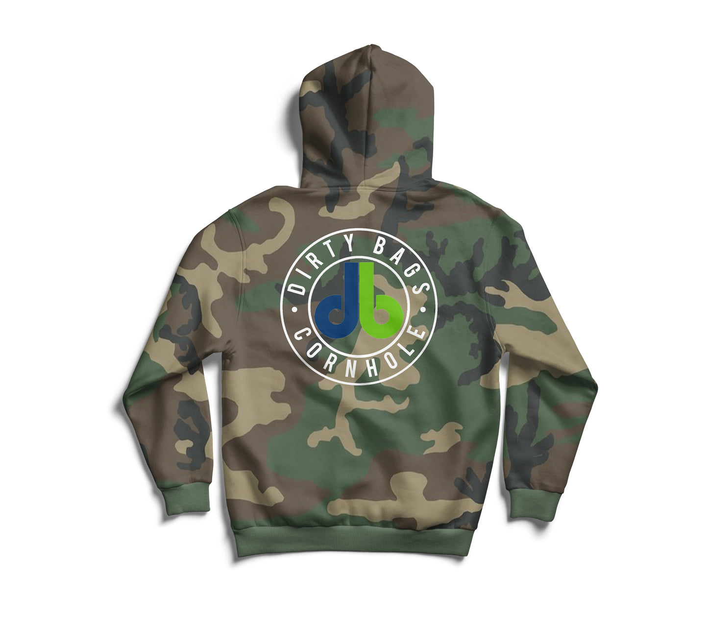 Camouflage Pullover Hoodie - blue and green db logo